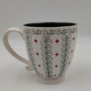 2003 Starbucks Barista Coffee Cup Mug White Green Scroll Red Diamonds 18…